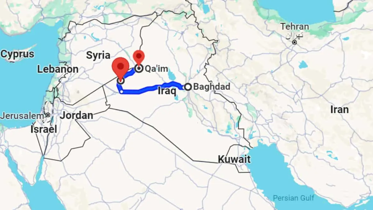 The US strikes targeted sites in Iraq's Akashat and Qa'im region | Google Maps